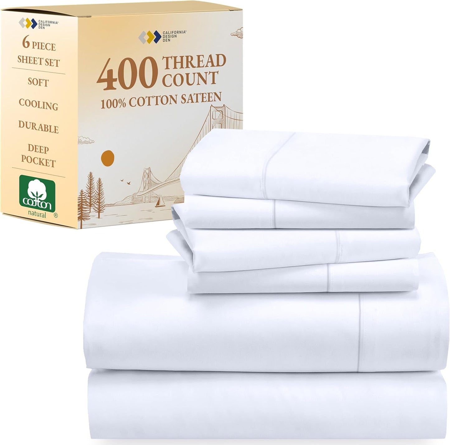 Egyptian Cotton Sateen Sheet Set - Linen / Single Sheet Set