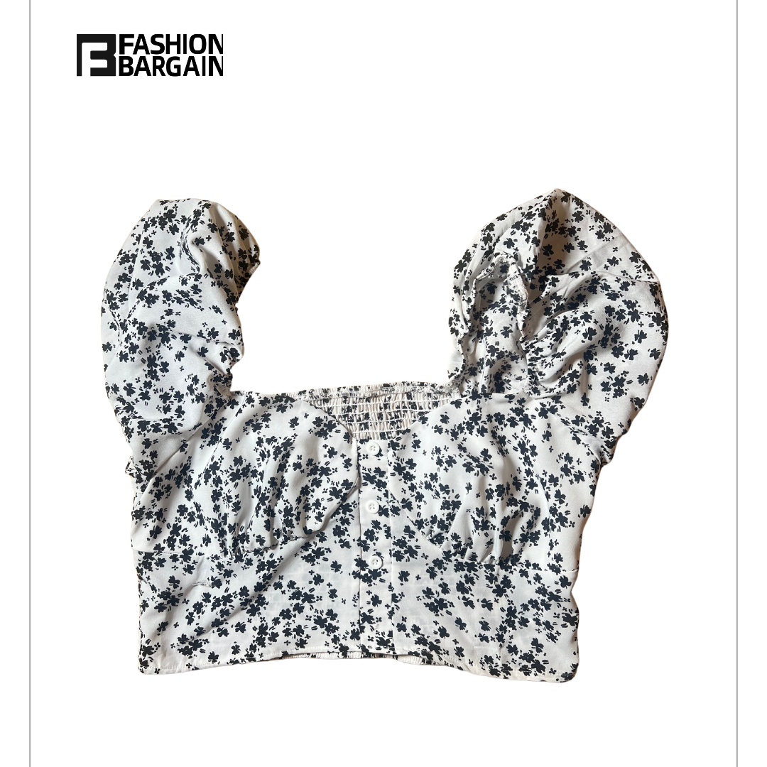 white flowery crop top