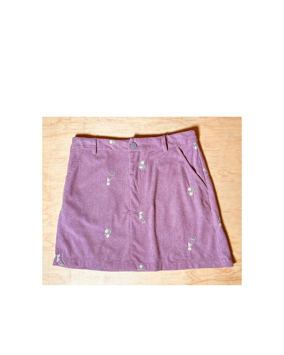 Light Pink Corduroy Mini Skirt by Shein