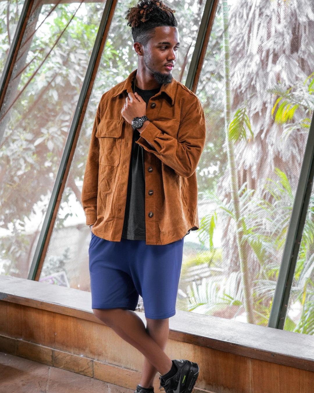 Navy Blue Plain Casual Shorts by Shein