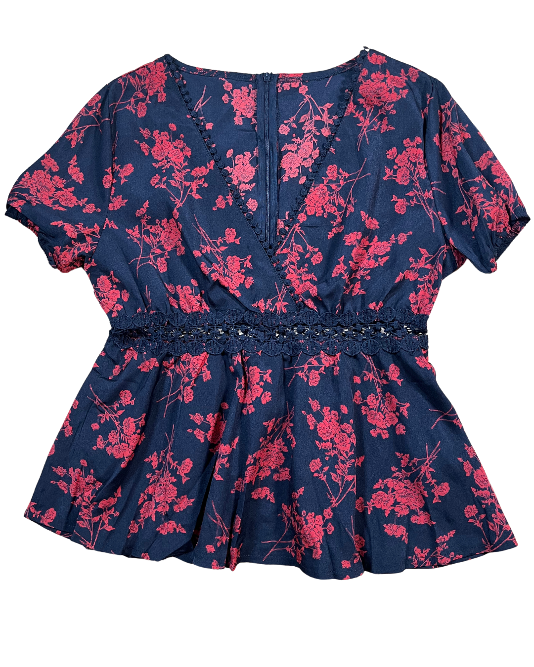 Red and Black Blouse by Shein