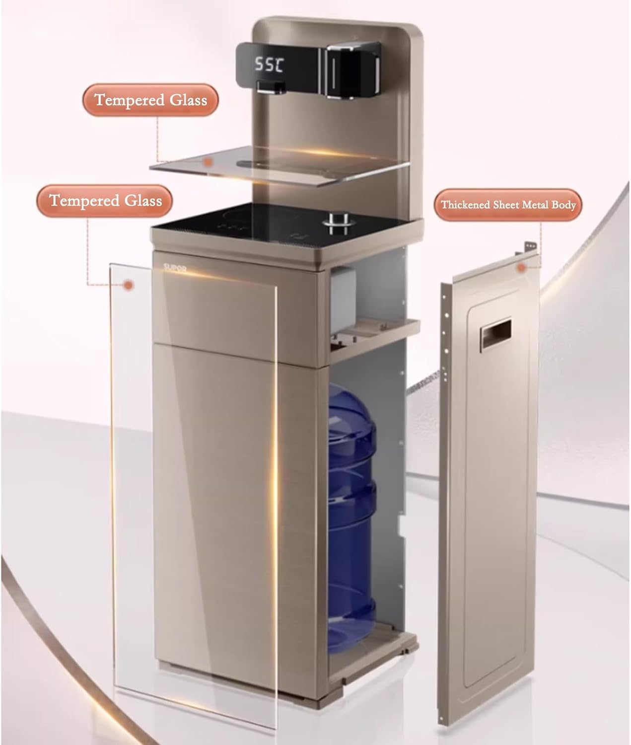 Nunix A2C Bottom Loading Water Dispenser, Stylish LED Display Panel, Hot and Cold