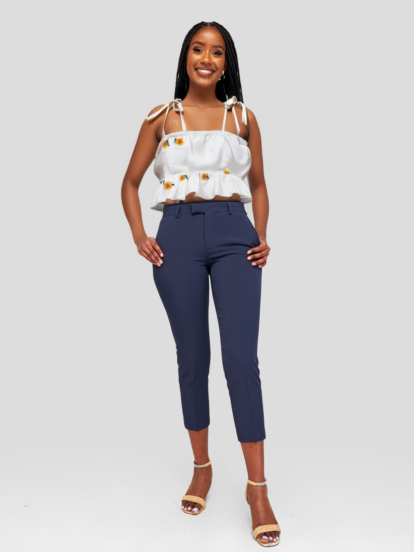 White Flowery Crop Top by Shein