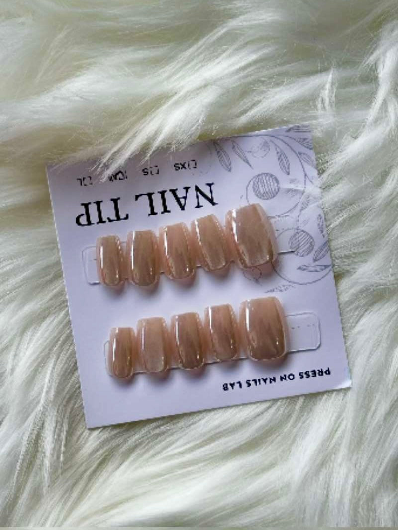 Peach Frost Silver & Peach Accent Stick-On Nails