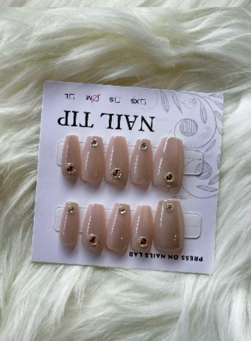 Peach Glaze Detailed Stick-On Nails