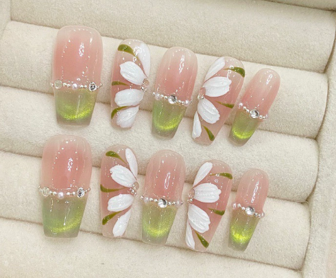 Spring Bloom 3D Floral Stick-On Nails