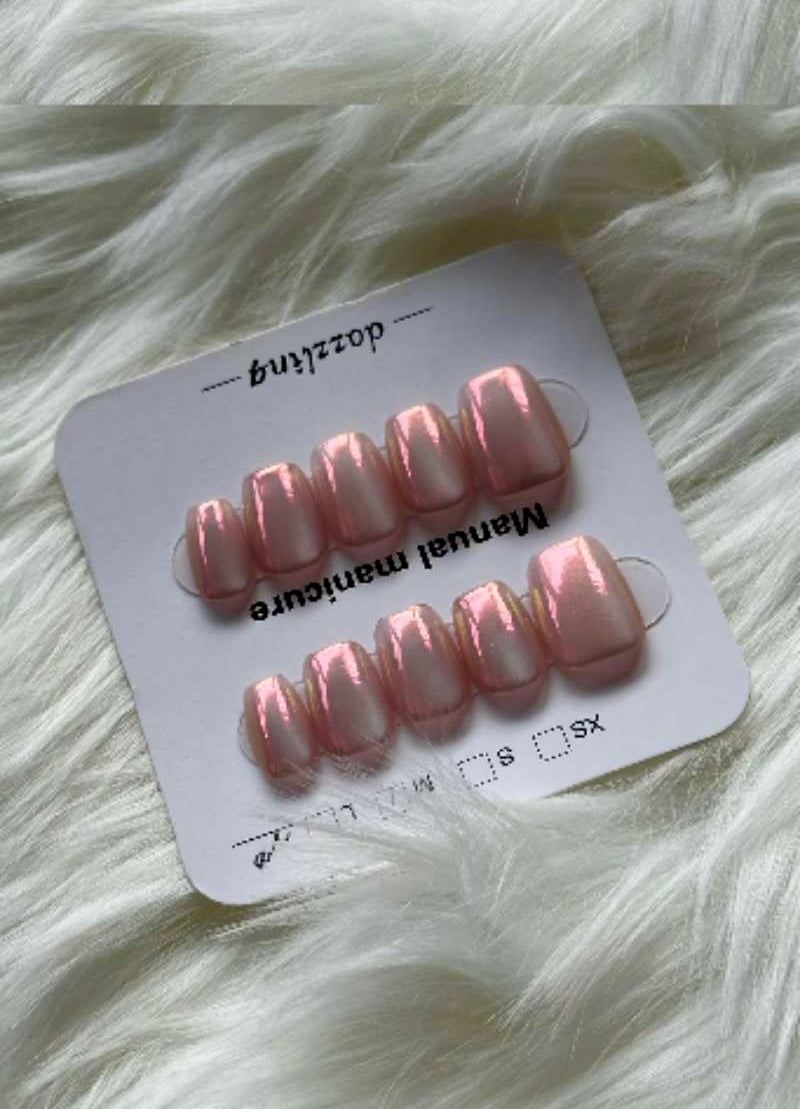 Blush Chrome Glow Press-On Nails