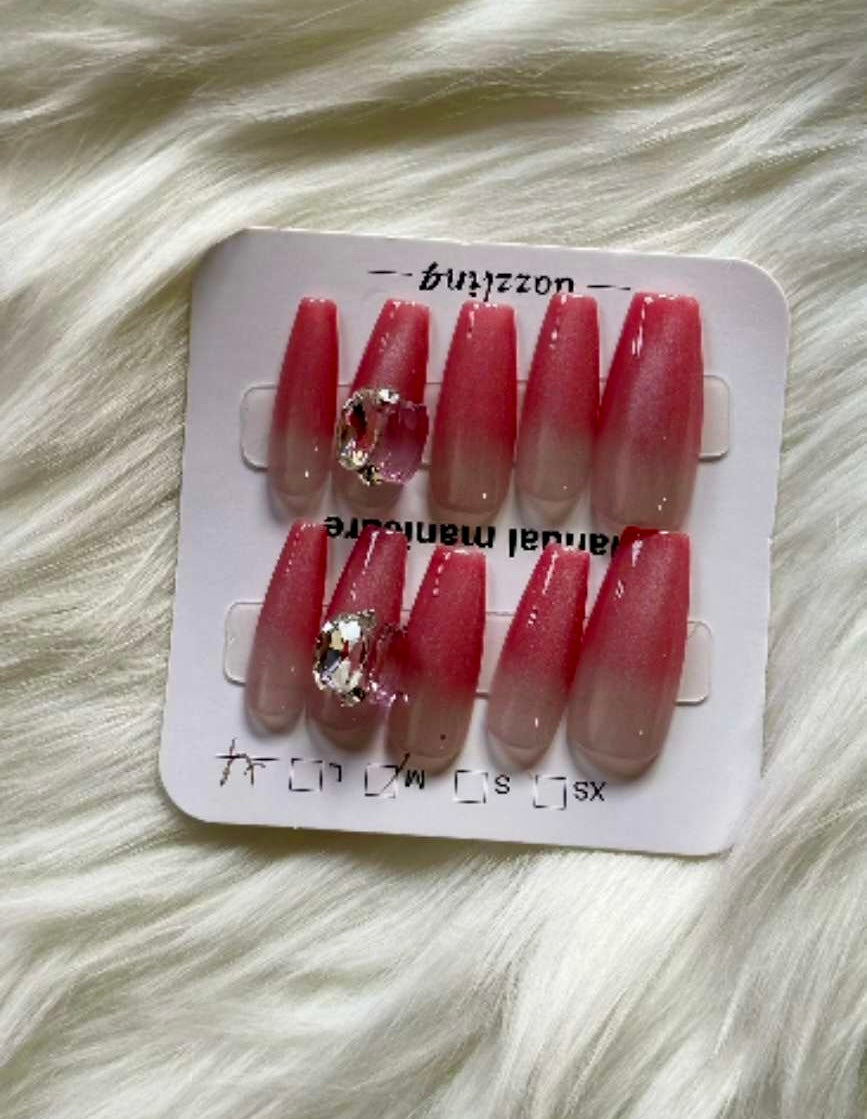 Blush Harmony Pink & Peach Fade Decor Stick-On Nail